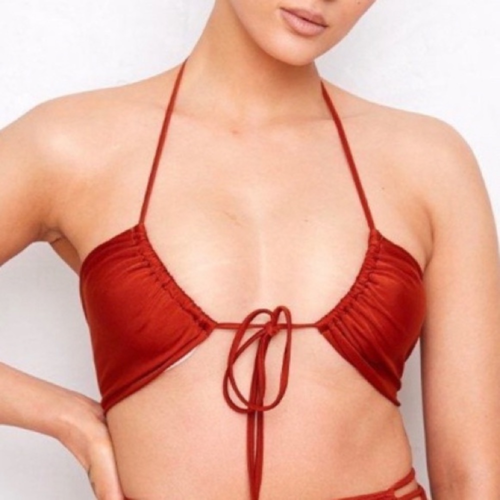 NWT We Are HAH Reversible Multi-way DIY Bikini Top in Olive/Bronze